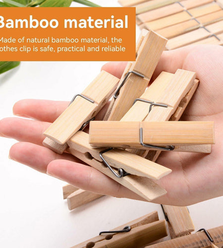 Mini Wooden Clothespins 20PCS Bamboo Clothes Pins Spring Clips Windproof