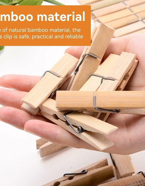 Load image into Gallery viewer, Mini Wooden Clothespins 20PCS Bamboo Clothes Pins Spring Clips Windproof
