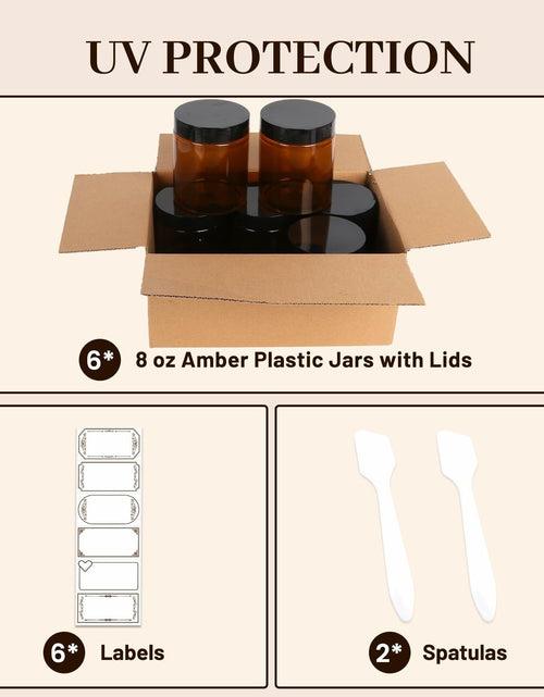 Load image into Gallery viewer, AuroTrends 8oz Amber Jars 6-Pack with Lids for Creams, Candles &amp; DIY
