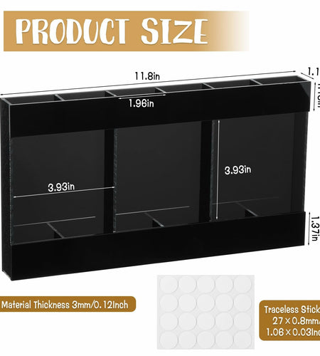 Acrylic Straw Holder 6-Compartment Organizer Gray | Cabinet or Counter Mount