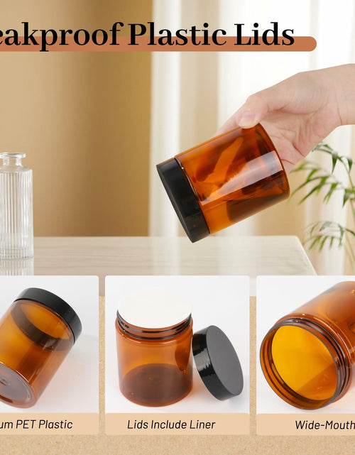 Load image into Gallery viewer, AuroTrends 8oz Amber Jars 6-Pack with Lids for Creams, Candles &amp; DIY
