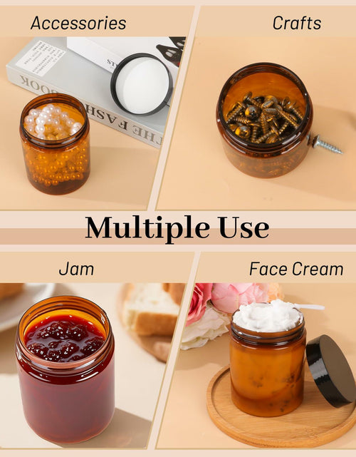 Load image into Gallery viewer, AuroTrends 8oz Amber Jars 6-Pack with Lids for Creams, Candles &amp; DIY

