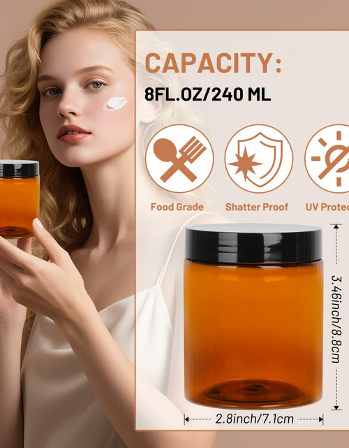 Load image into Gallery viewer, AuroTrends 8oz Amber Jars 6-Pack with Lids for Creams, Candles &amp; DIY
