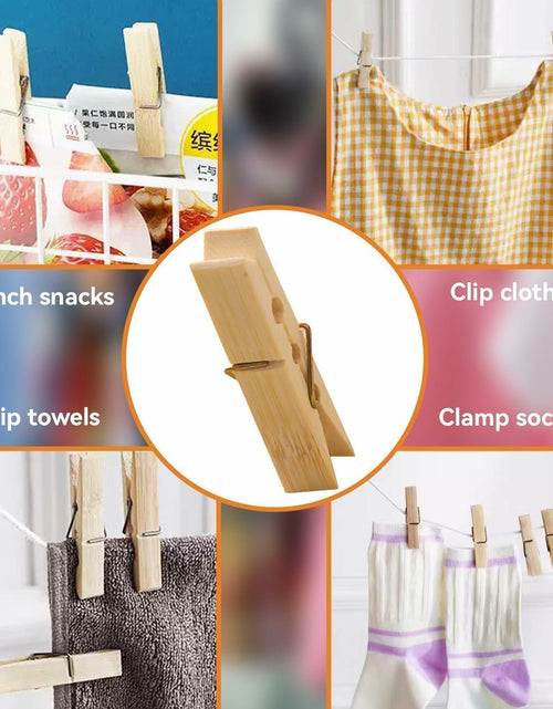 Load image into Gallery viewer, Mini Wooden Clothespins 20PCS Bamboo Clothes Pins Spring Clips Windproof
