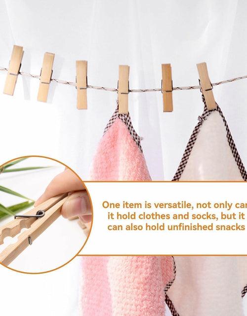 Load image into Gallery viewer, Mini Wooden Clothespins 20PCS Bamboo Clothes Pins Spring Clips Windproof
