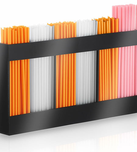 Acrylic Straw Holder 6-Compartment Organizer Gray | Cabinet or Counter Mount