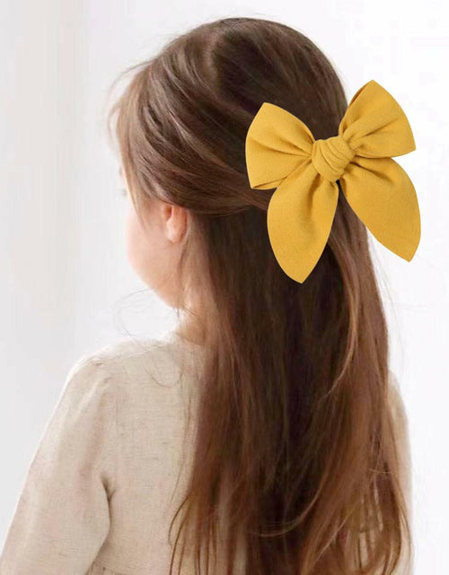 Load image into Gallery viewer, BOENBE LOVED Satin Ribbon Bows Hair Clips for Toddlers, Kids &amp; Teens Red
