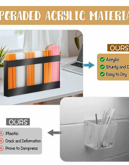 Load image into Gallery viewer, Acrylic Straw Holder 6-Compartment Organizer Gray | Cabinet or Counter Mount
