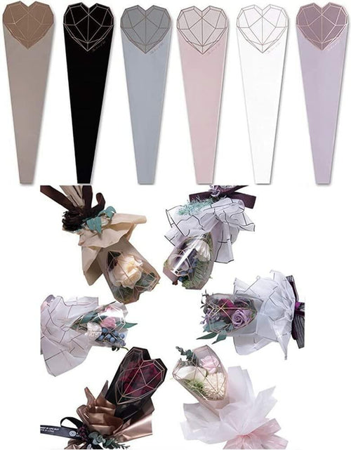 Load image into Gallery viewer, JOSON 24pcs Flower Packaging Bags 6 Colors Single Rose Diamond Heart Gift
