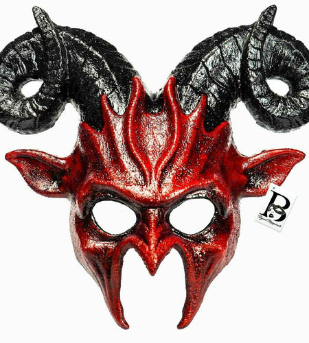 MCJC Devil Goat Horned Mask Adult Half Face Halloween Cosplay 4 Colors
