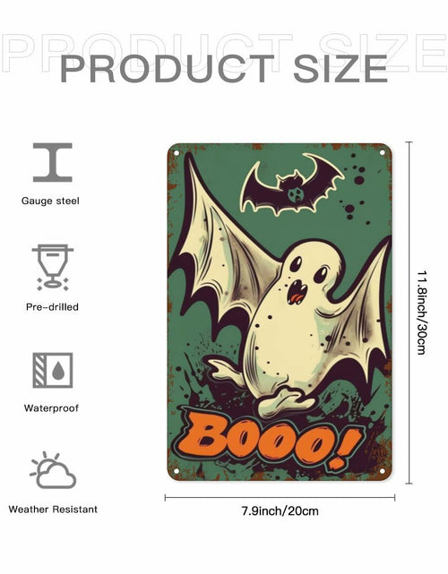 Load image into Gallery viewer, Halloween Metal Tin Sign Retro Ghost Wall Decor 8x12 Indoor Outdoor
