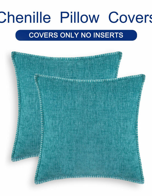Load image into Gallery viewer, CaliTime Chenille Throw Pillow Covers 24x24 Set of 2 Lake Blue
