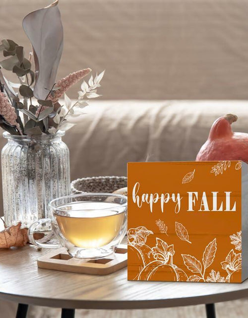 Load image into Gallery viewer, ULEGIE Fall Pumpkin Wood Box Sign, 5x5 Inch, Orange Autumn Decor
