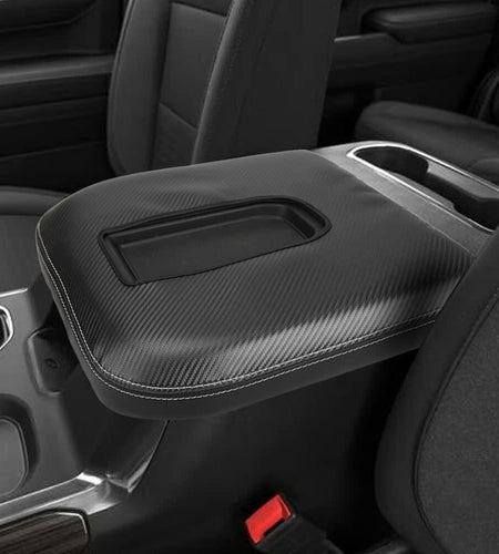 LEXLEY Center Console Armrest Pad Leather Cover Carbon Fiber Chevy GMC Trucks