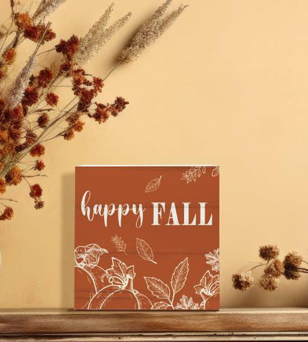 ULEGIE Fall Pumpkin Wood Box Sign, 5x5 Inch, Orange Autumn Decor