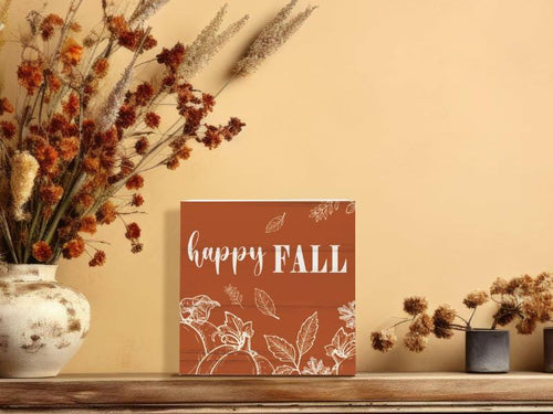 Load image into Gallery viewer, ULEGIE Fall Pumpkin Wood Box Sign, 5x5 Inch, Orange Autumn Decor
