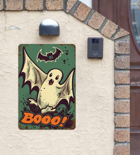 Halloween Metal Tin Sign Retro Ghost Wall Decor 8x12 Indoor Outdoor
