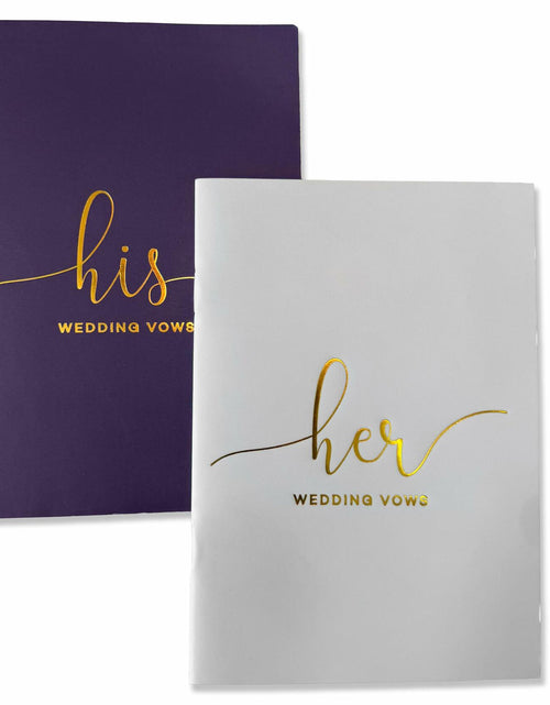 Load image into Gallery viewer, Evoware His &amp; Hers Vow Books Set of 2 Silver Rose Gold Pens 28 Pages
