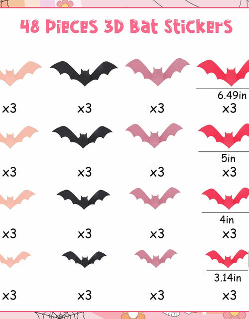Load image into Gallery viewer, Sursurprise 48PCS 3D Halloween Bat Wall Stickers Pink Black Party Decor
