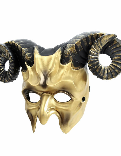 Load image into Gallery viewer, MCJC Devil Goat Horned Mask Adult Half Face Halloween Cosplay 4 Colors
