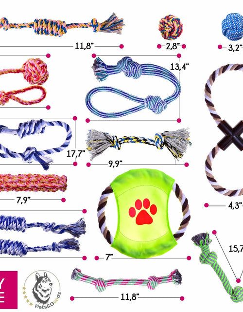 Load image into Gallery viewer, Pets&amp;Goods Rope Dog Toys 13-Pack Durable Cotton Chew Tug Toys
