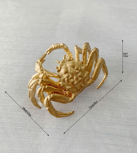 Tricune Gold Crab Sculpture Solid Metal Mini Figurine Home Office Garden Decor