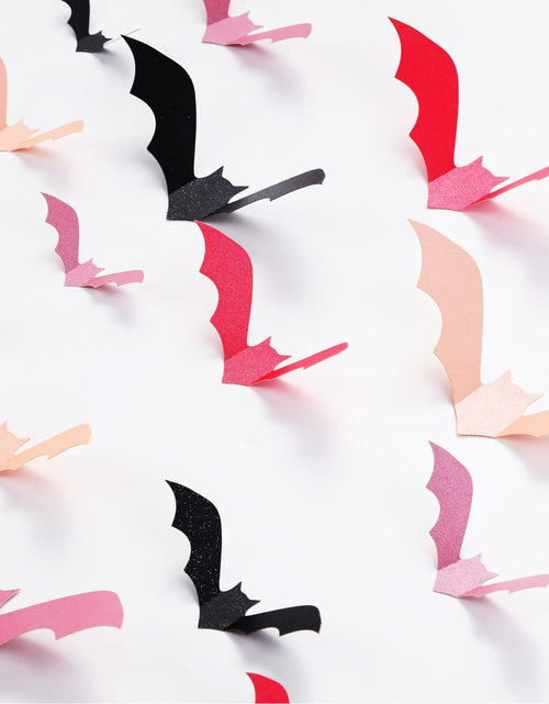 Load image into Gallery viewer, Sursurprise 48PCS 3D Halloween Bat Wall Stickers Pink Black Party Decor
