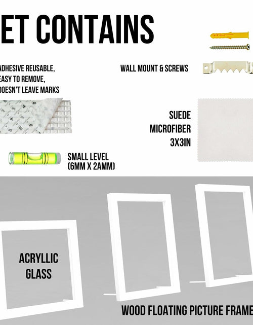 Load image into Gallery viewer, Glass Floating Frames 3 Pcs - Two Sided Square Frames with UV Protection

