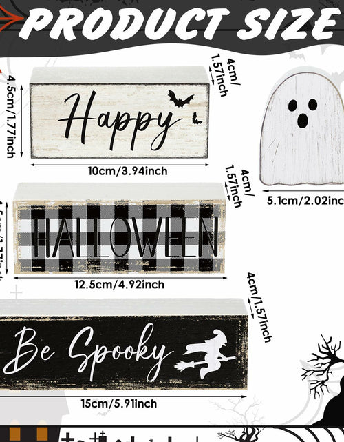 Load image into Gallery viewer, Yalikop Halloween Ghost Table Decor Wooden Block Signs Farmhouse 4 Pcs
