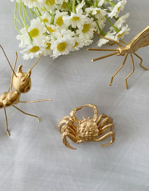 Load image into Gallery viewer, Tricune Gold Crab Sculpture Solid Metal Mini Figurine Home Office Garden Decor
