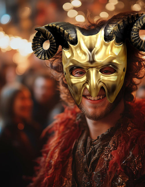 Load image into Gallery viewer, MCJC Devil Goat Horned Mask Adult Half Face Halloween Cosplay 4 Colors
