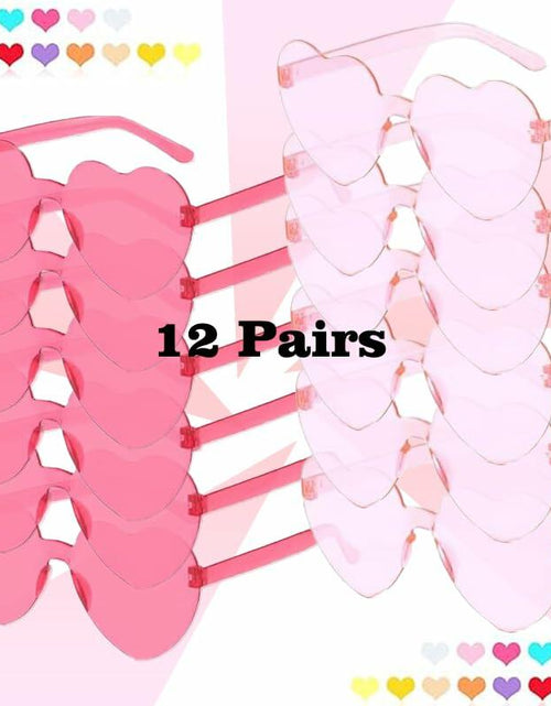 Load image into Gallery viewer, 12 Pairs Heart Shaped Sunglasses Kids Rimless Party Favor Bride Bachelorette
