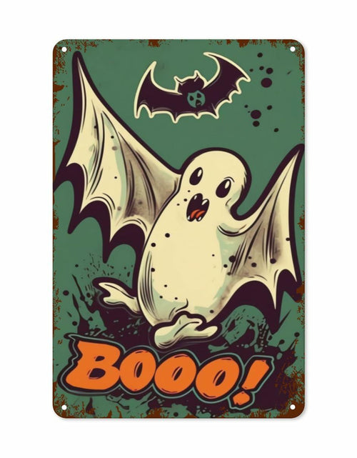 Load image into Gallery viewer, Halloween Metal Tin Sign Retro Ghost Wall Decor 8x12 Indoor Outdoor
