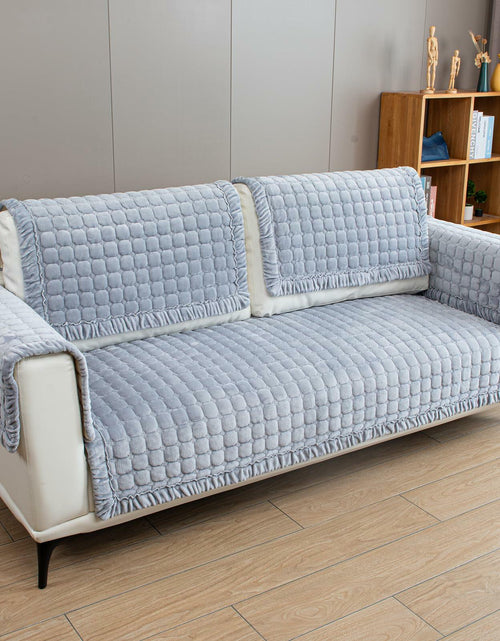 Load image into Gallery viewer, TAOMOCASTL Velvet Sectional Couch Cover Non Slip Sofa Protector Gray 36x36
