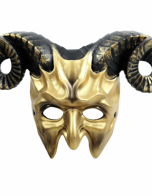 Load image into Gallery viewer, MCJC Devil Goat Horned Mask Adult Half Face Halloween Cosplay 4 Colors
