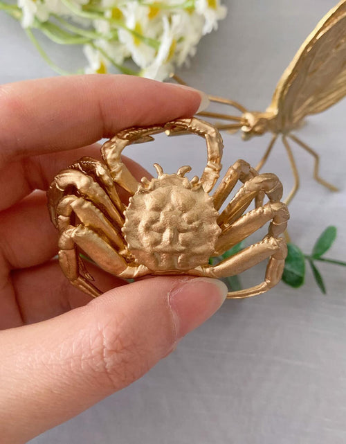 Load image into Gallery viewer, Tricune Gold Crab Sculpture Solid Metal Mini Figurine Home Office Garden Decor
