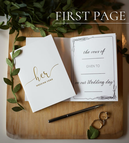 Evoware His & Hers Vow Books Set of 2 Silver Rose Gold Pens 28 Pages
