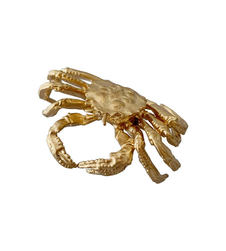 Tricune Gold Crab Sculpture Solid Metal Mini Figurine Home Office Garden Decor