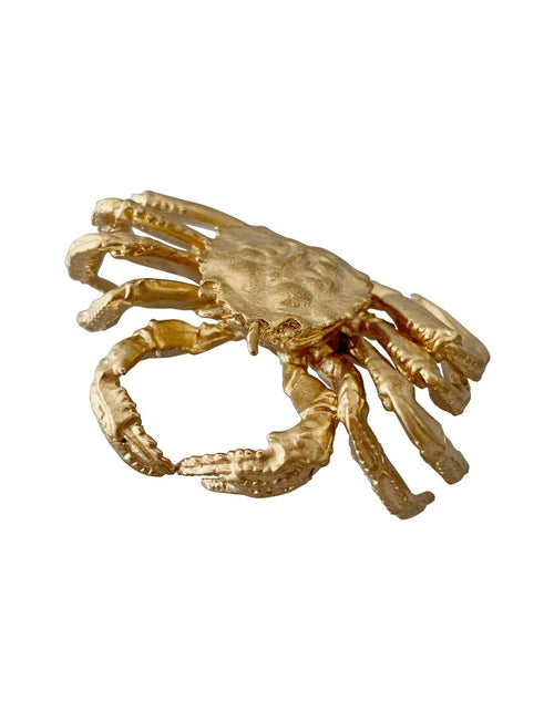 Load image into Gallery viewer, Tricune Gold Crab Sculpture Solid Metal Mini Figurine Home Office Garden Decor
