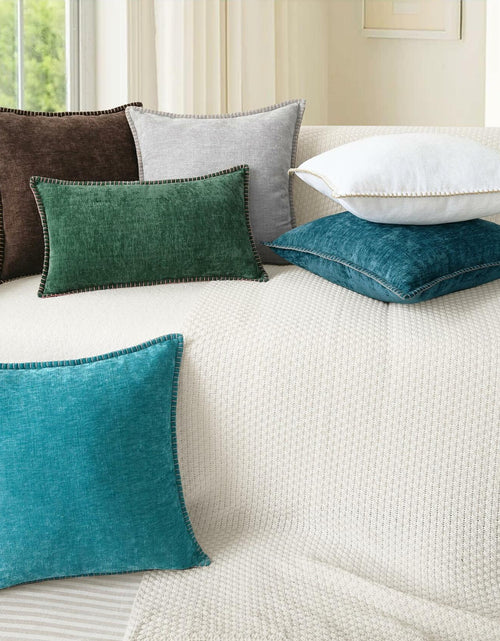 Load image into Gallery viewer, CaliTime Chenille Throw Pillow Covers 24x24 Set of 2 Lake Blue

