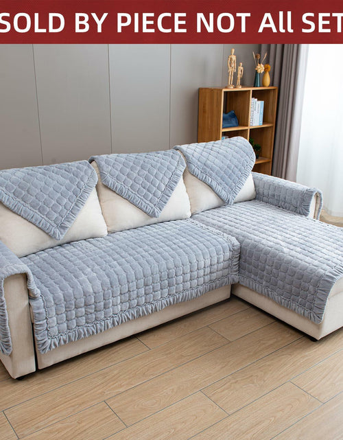 Load image into Gallery viewer, TAOMOCASTL Velvet Sectional Couch Cover Non Slip Sofa Protector Gray 36x36
