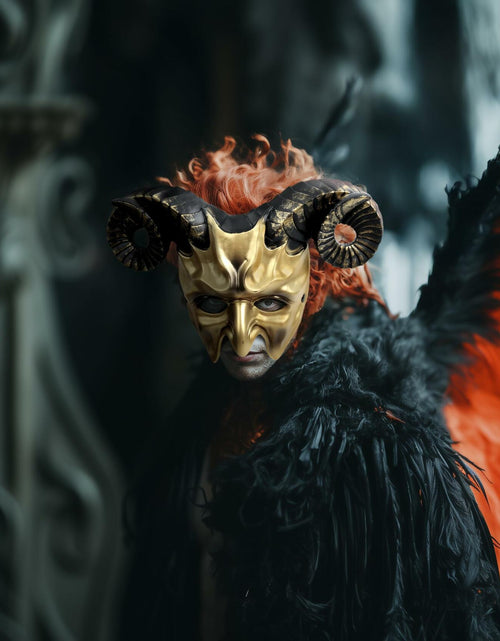 Load image into Gallery viewer, MCJC Devil Goat Horned Mask Adult Half Face Halloween Cosplay 4 Colors
