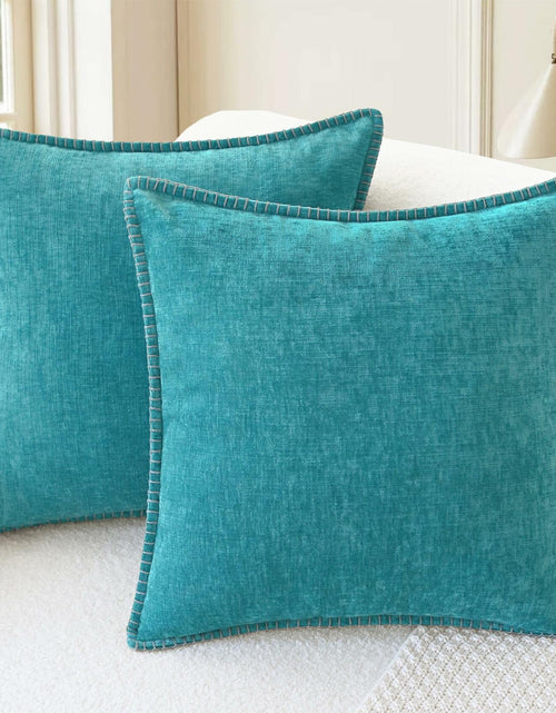 Load image into Gallery viewer, CaliTime Chenille Throw Pillow Covers 24x24 Set of 2 Lake Blue
