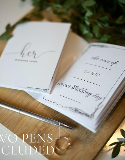 Load image into Gallery viewer, Evoware His &amp; Hers Vow Books Set of 2 Silver Rose Gold Pens 28 Pages
