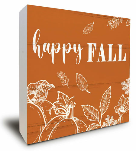 ULEGIE Fall Pumpkin Wood Box Sign, 5x5 Inch, Orange Autumn Decor