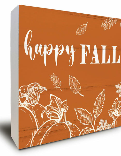 Load image into Gallery viewer, ULEGIE Fall Pumpkin Wood Box Sign, 5x5 Inch, Orange Autumn Decor
