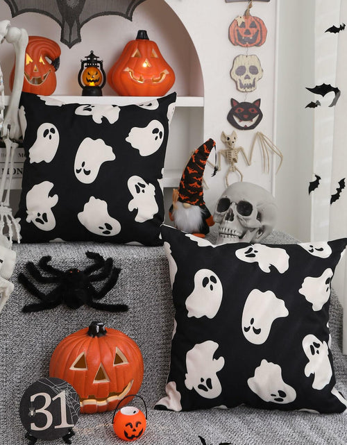 Load image into Gallery viewer, DFXSZ Halloween Pillow Covers Set of 2 16x16 Ghost Decor Black

