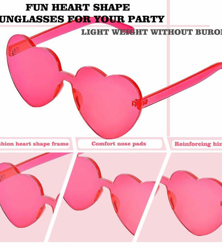 12 Pairs Heart Shaped Sunglasses Kids Rimless Party Favor Bride Bachelorette