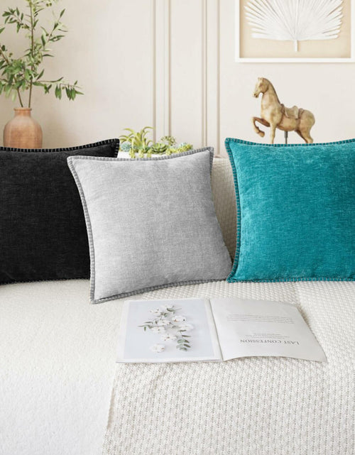 Load image into Gallery viewer, CaliTime Chenille Throw Pillow Covers 24x24 Set of 2 Lake Blue
