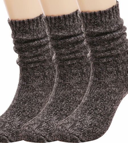 3 Pairs Women Winter Knee High Boot Socks Cable Knit Size 5-11